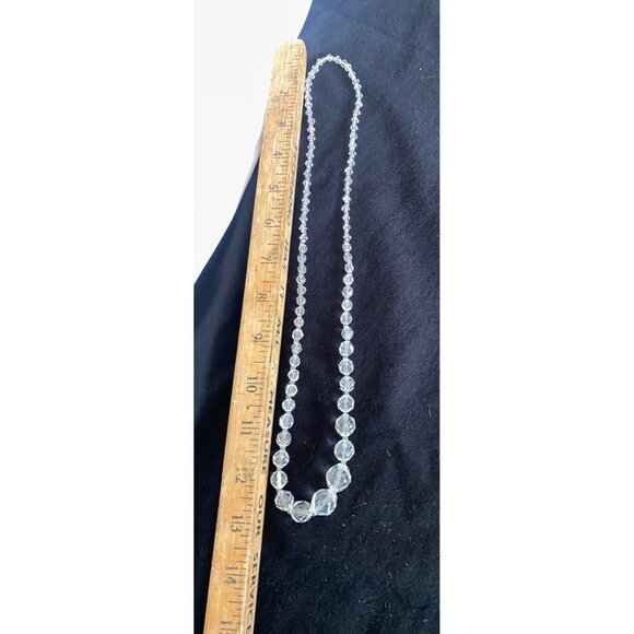 Antique Art Deco Graduated Faceted Cut Lead Crystal Rondelle Necklace 26" - Picture 2 of 12